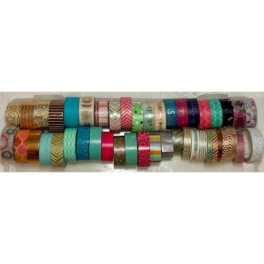46-Roll Washi Tape Bundle – Mixed Sizes, Brands, Textures & Designs